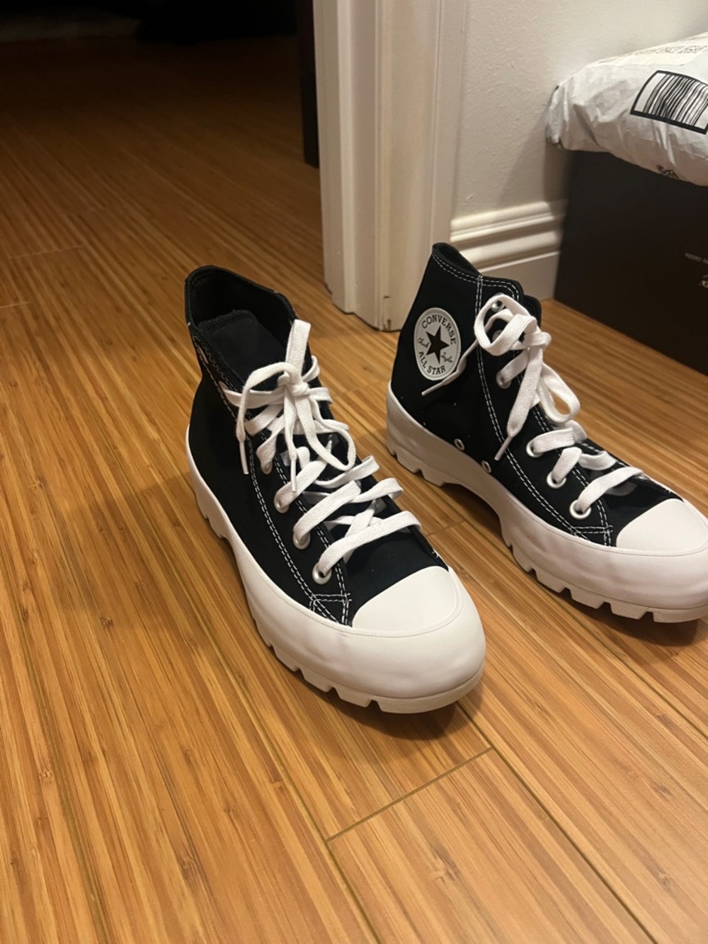 Converse Black and White High-Top Platform Sneakers